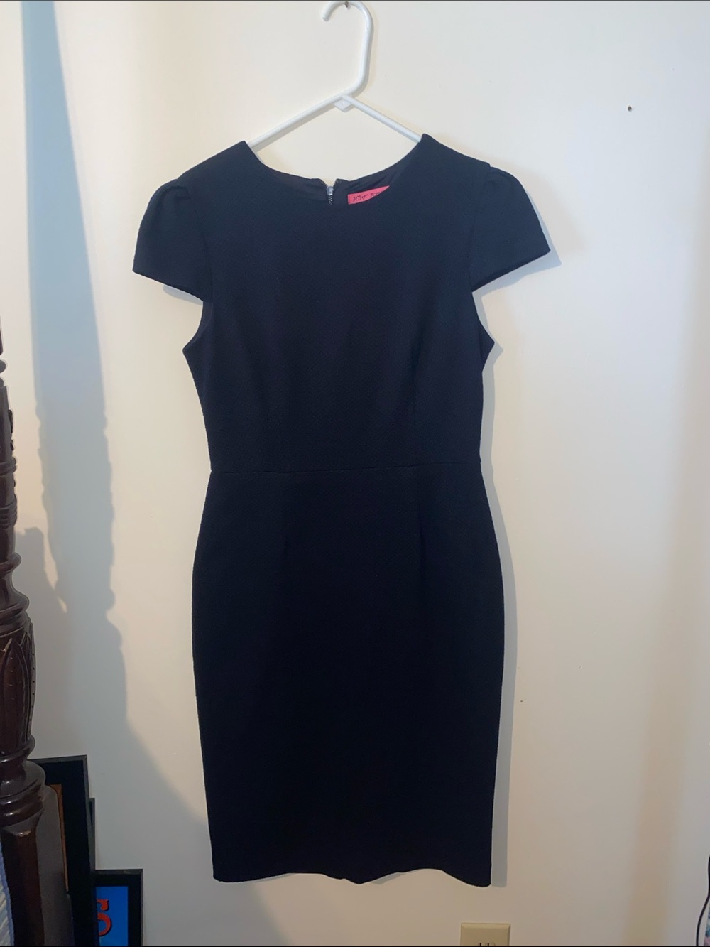 Betsey Johnson Black Textured Cap-Sleeve Midi Dress -Never worn!!
